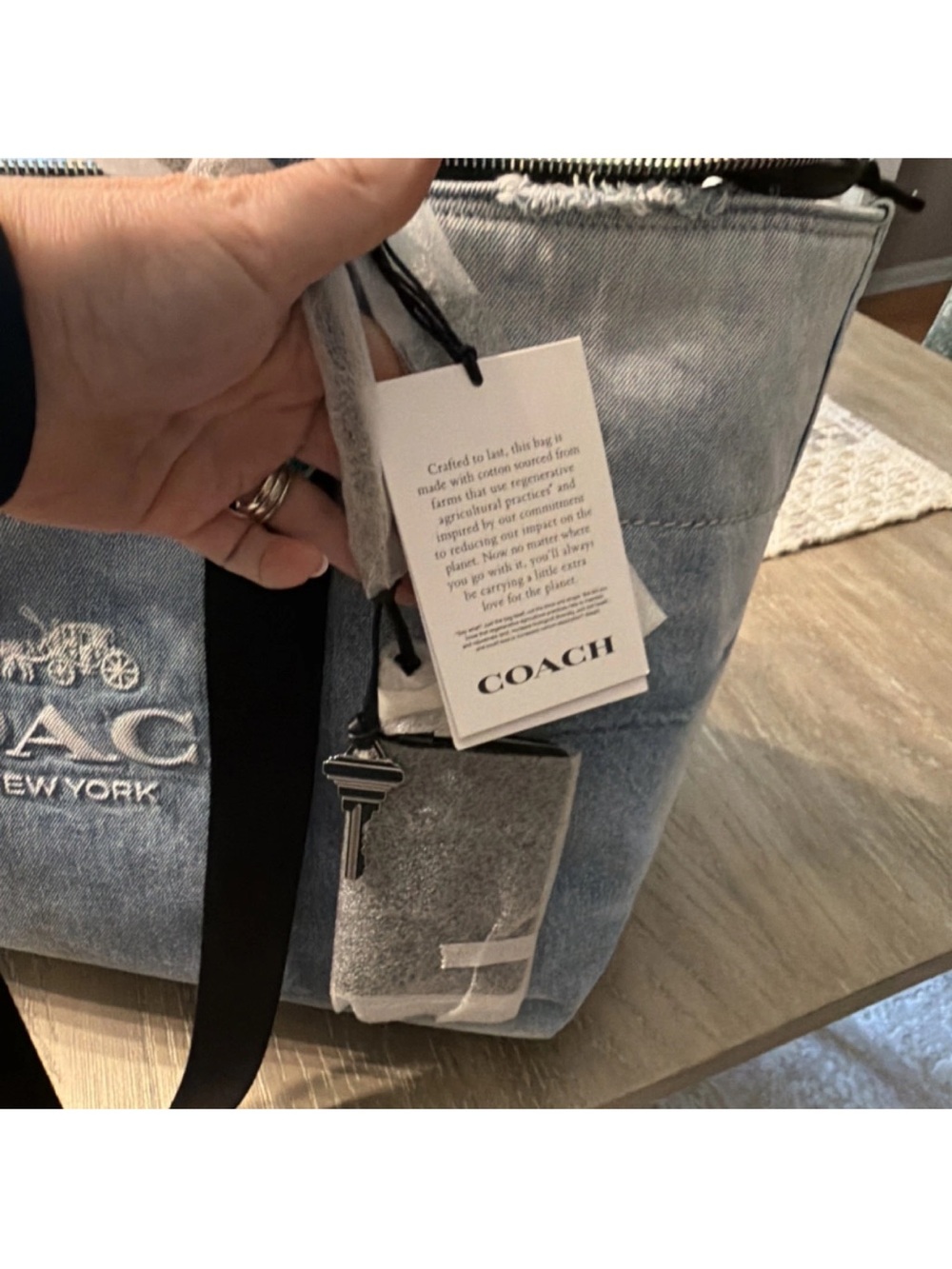 Coach Denim Tour Tote Bag in Light Blue - Picture 3 of 3